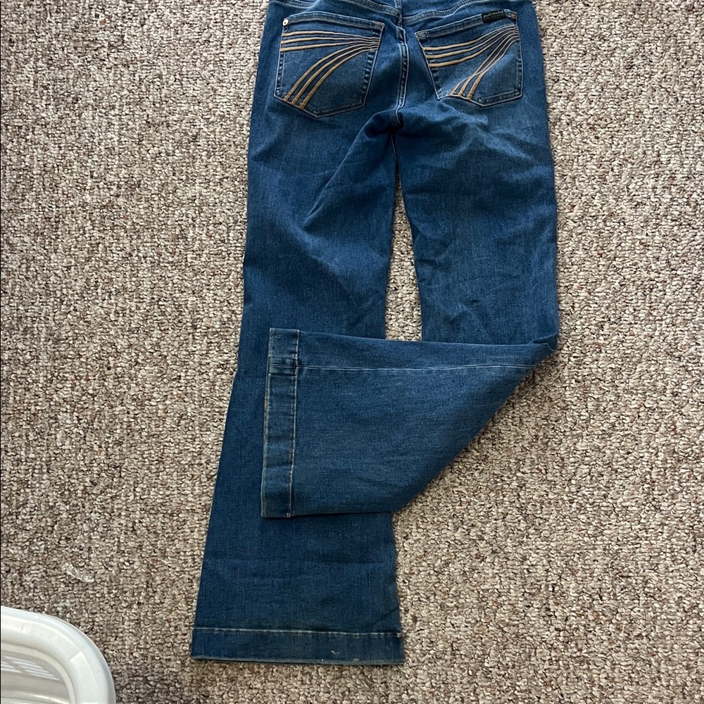 7 For All Mankind Dark Blue Flare Jeans size 26x32 barrel racer/cowbiy/rodeo